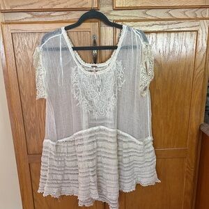 FREE PEOPLE LACE DETAIL TUNIC TOP